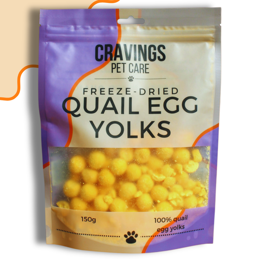 Cravings Pet Care Quail Egg Yolks Treat | Freeze-Dried Food Topper Treat for Cats & Dogs | 100% Quail Egg Yolks | 150g