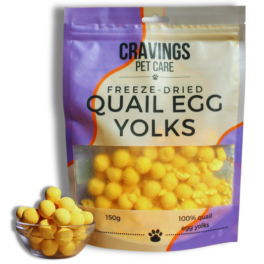 Cravings Pet Care Quail Egg Yolks Treat | Freeze-Dried Food Topper Treat for Cats & Dogs | 100% Quail Egg Yolks | 150g