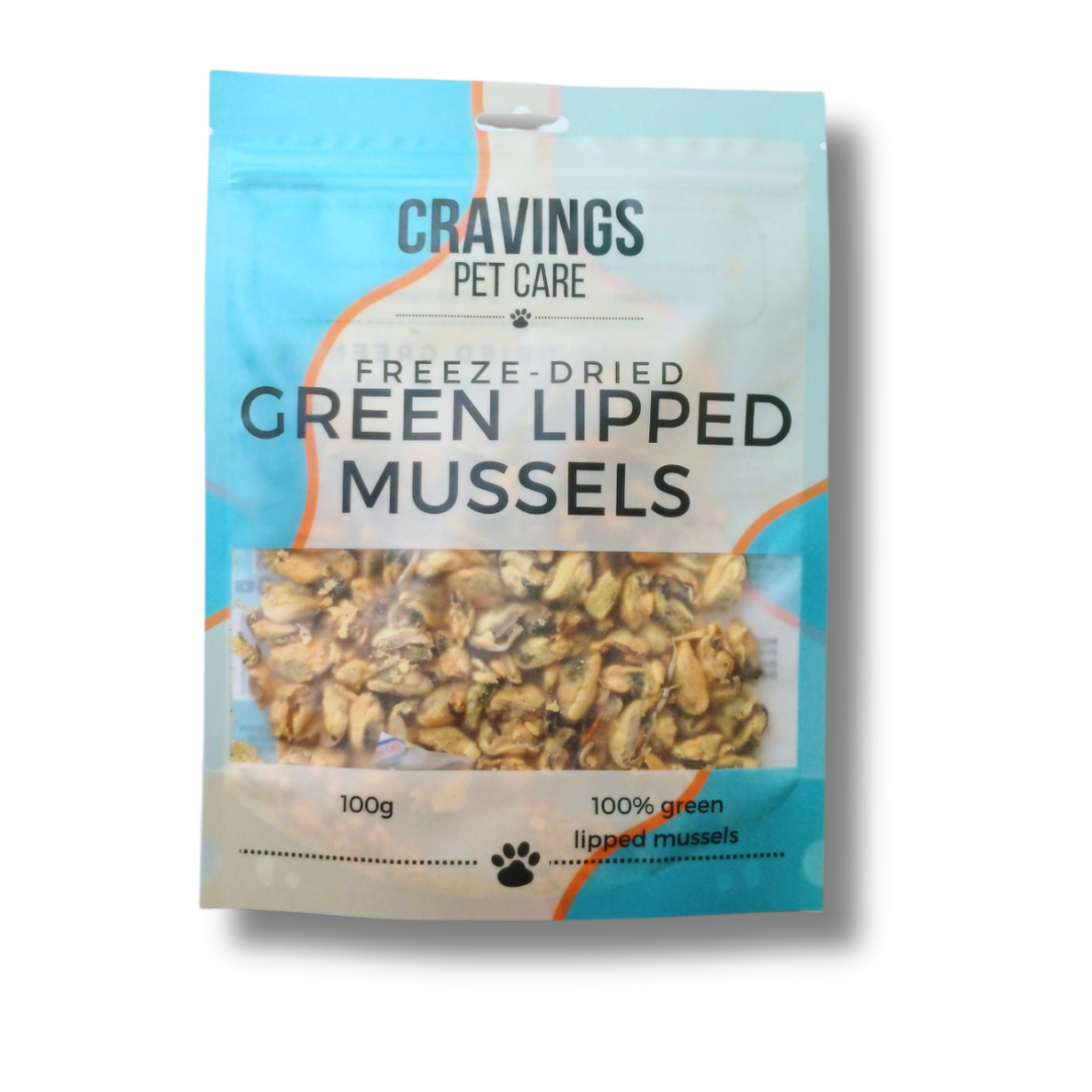 Cravings Pet Care Green Lipped Mussel Treat | Freeze-Dried Food Topper Treat for Cats & Dogs | 100% Green Lipped Mussel | 100g