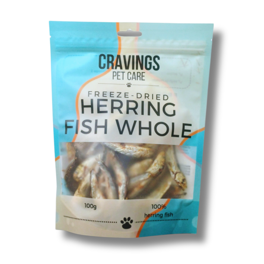 Cravings Pet Care Herring Fish Whole Treat | Freeze-Dried Food Topper Treat for Cats & Dogs | 100% Herring Whole | 100g
