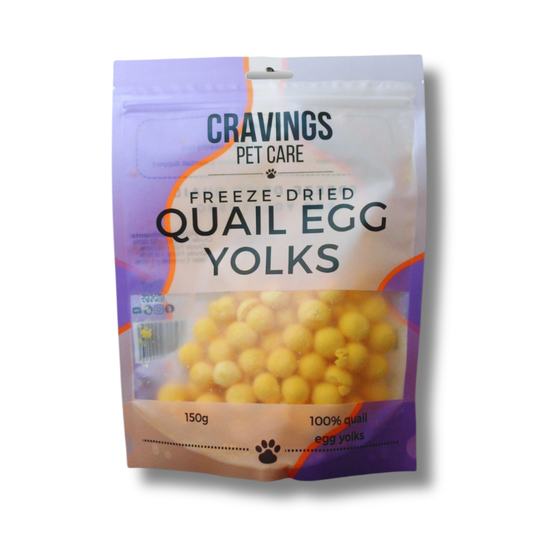 Cravings Pet Care Quail Egg Yolks Treat | Freeze-Dried Food Topper Treat for Cats & Dogs | 100% Quail Egg Yolks | 150g