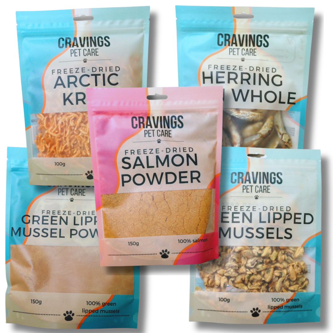 Cravings Pet Care Seafood Bundle | Freeze-Dried Food Toppers & Treats for Cats & Dogs | 600g