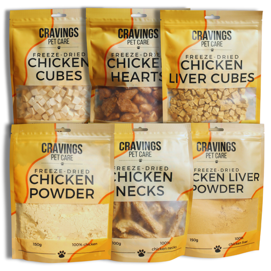 Cravings Pet Care Chicken Bundle | Freeze-Dried Food Toppers & Treats for Cats & Dogs | 700g - Cravings Pet Care