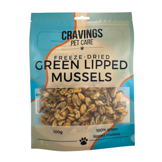 Cravings Pet Care Green Lipped Mussel Treat | Freeze-Dried Food Topper Treat for Cats & Dogs | 100% Green Lipped Mussel | 100g