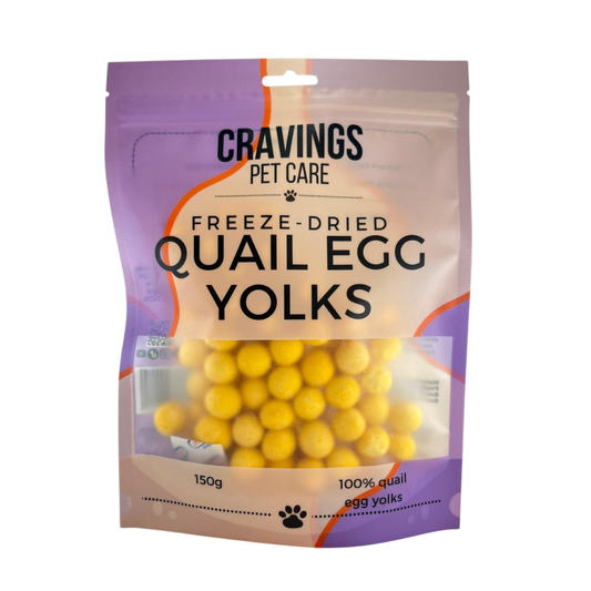 Cravings Pet Care Quail Egg Yolks Treat | Freeze-Dried Food Topper Treat for Cats & Dogs | 100% Quail Egg Yolks | 150g
